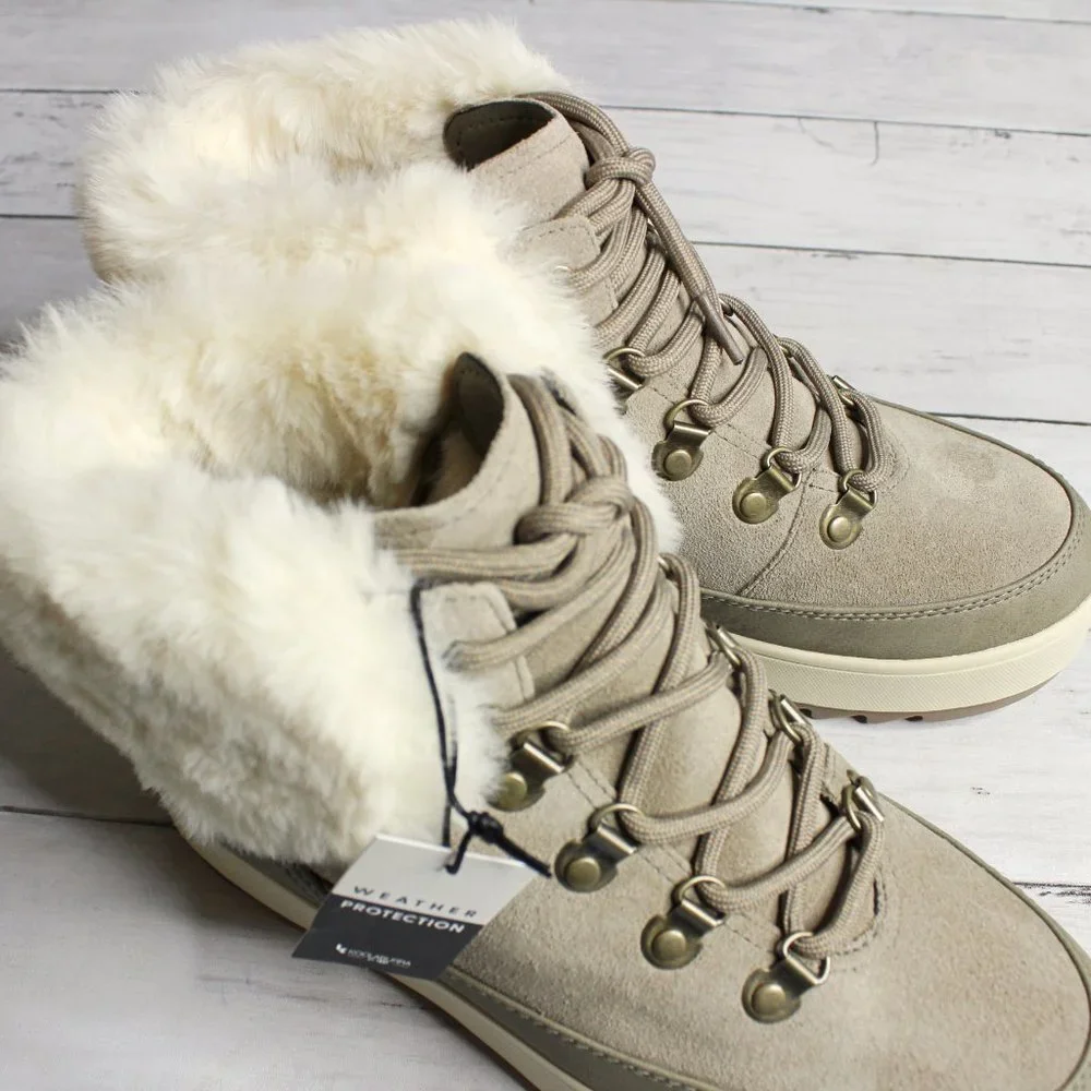 Koolaburra by Ugg Women's Winter Boots Size 8 Suede Leather Lace Fur